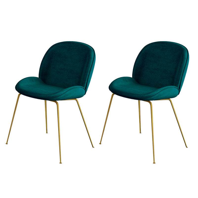 Nordic Style Fabric Dining Side Chair Armless Solid Back Chair for Home Use Peacock Green 2 Piece Set Clearhalo ' kitchen&dining_furn' 'Dining Chairs' 'Dining Tables & Seating' 'dining_chair' 'furn' 'furn_dining_chair' 'Furniture' 'furniture_dining_chair' 'Kitchen & Dining Furniture' 'kitchen' 4572575