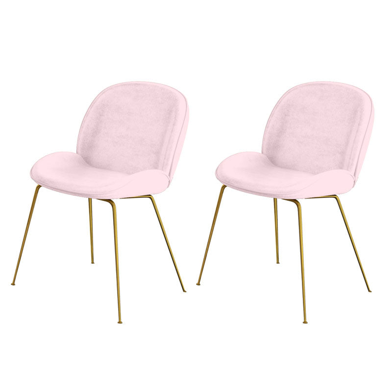 Nordic Style Fabric Dining Side Chair Armless Solid Back Chair for Home Use Pink 2 Piece Set Clearhalo ' kitchen&dining_furn' 'Dining Chairs' 'Dining Tables & Seating' 'dining_chair' 'furn' 'furn_dining_chair' 'Furniture' 'furniture_dining_chair' 'Kitchen & Dining Furniture' 'kitchen' 4572583