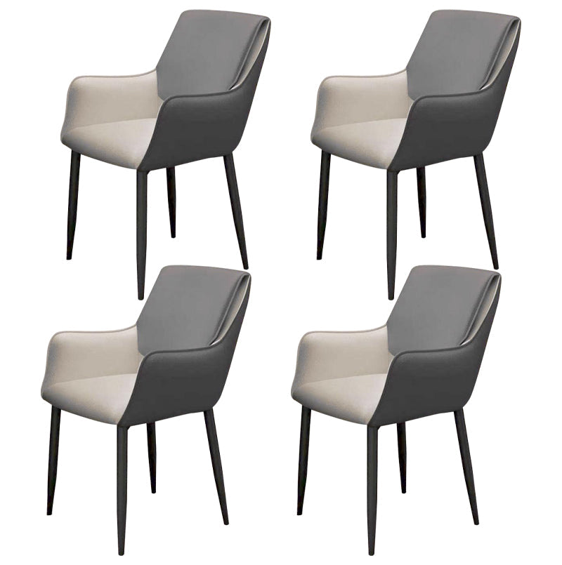 Modern Living Room Leather Arm Chair Matte Finish Solid Back Dining Chair Grey 4 Piece Set Clearhalo ' kitchen&dining_furn' 'Dining Chairs' 'Dining Tables & Seating' 'dining_chair' 'furn' 'furn_dining_chair' 'Furniture' 'furniture_dining_chair' 'Kitchen & Dining Furniture' 'kitchen' 4572593