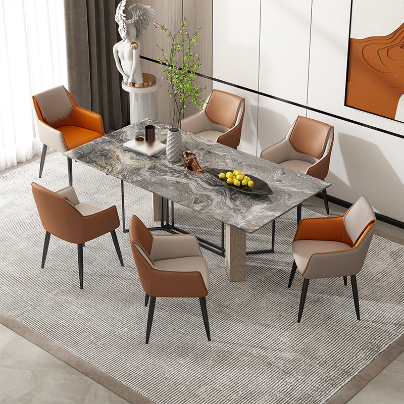 Modern Living Room Leather Arm Chair Matte Finish Solid Back Dining Chair Clearhalo ' kitchen&dining_furn' 'Dining Chairs' 'Dining Tables & Seating' 'dining_chair' 'furn' 'furn_dining_chair' 'Furniture' 'furniture_dining_chair' 'Kitchen & Dining Furniture' 'kitchen' 4572597
