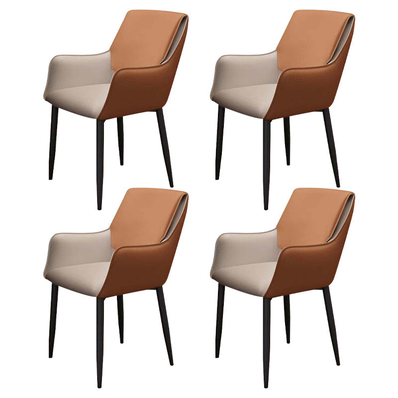 Modern Living Room Leather Arm Chair Matte Finish Solid Back Dining Chair Gray Coffee 4 Piece Set Clearhalo ' kitchen&dining_furn' 'Dining Chairs' 'Dining Tables & Seating' 'dining_chair' 'furn' 'furn_dining_chair' 'Furniture' 'furniture_dining_chair' 'Kitchen & Dining Furniture' 'kitchen' 4572602