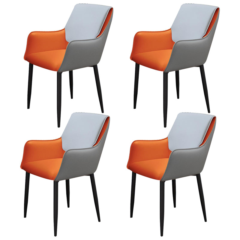 Modern Living Room Leather Arm Chair Matte Finish Solid Back Dining Chair Orange-Gray 4 Piece Set Clearhalo ' kitchen&dining_furn' 'Dining Chairs' 'Dining Tables & Seating' 'dining_chair' 'furn' 'furn_dining_chair' 'Furniture' 'furniture_dining_chair' 'Kitchen & Dining Furniture' 'kitchen' 4572604