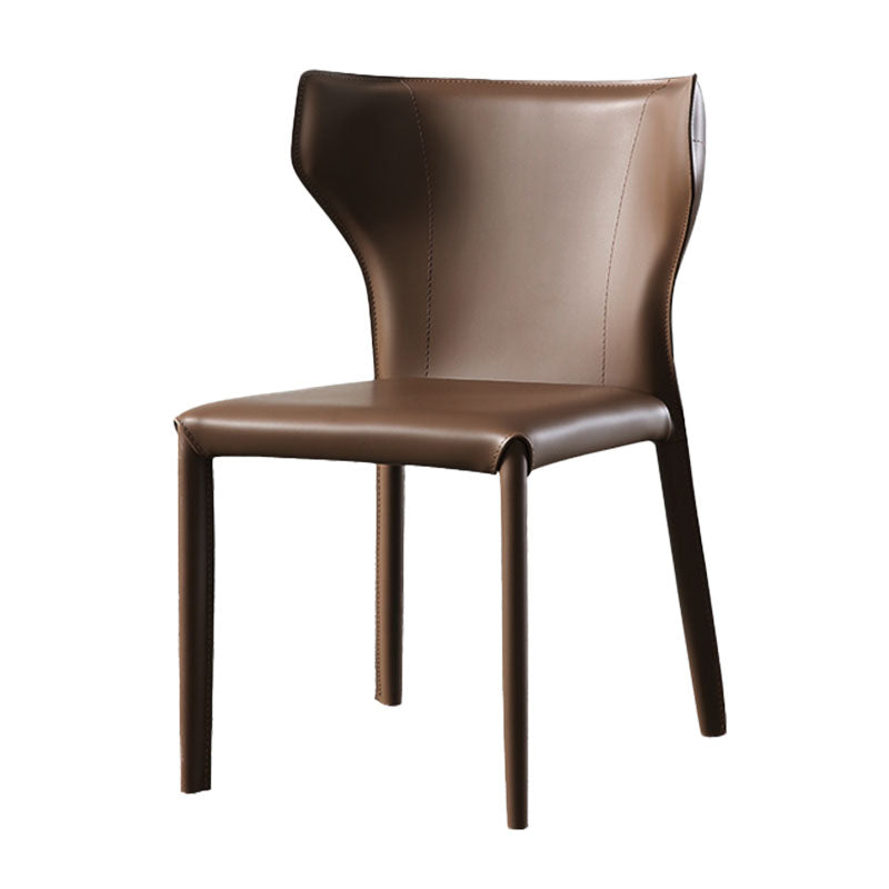 Modern Leather Dining Room Chair Armless Wingback Side Chair for Home Use Brown 1 Piece Clearhalo ' kitchen&dining_furn' 'Dining Chairs' 'Dining Tables & Seating' 'dining_chair' 'furn' 'furn_dining_chair' 'Furniture' 'furniture_dining_chair' 'Kitchen & Dining Furniture' 'kitchen' 4572610