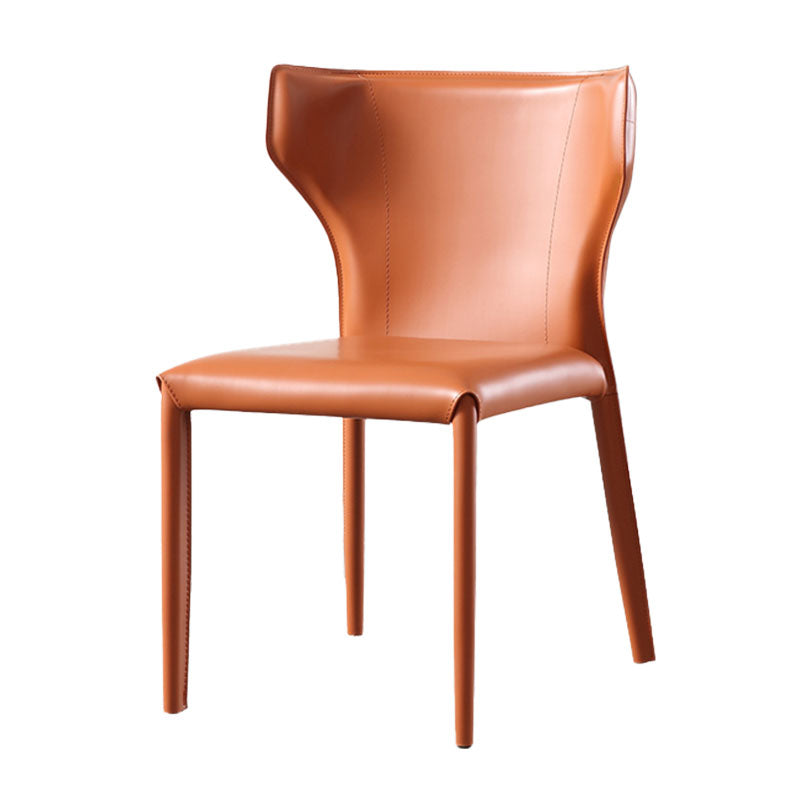 Modern Leather Dining Room Chair Armless Wingback Side Chair for Home Use Orange 1 Piece Clearhalo ' kitchen&dining_furn' 'Dining Chairs' 'Dining Tables & Seating' 'dining_chair' 'furn' 'furn_dining_chair' 'Furniture' 'furniture_dining_chair' 'Kitchen & Dining Furniture' 'kitchen' 4572615