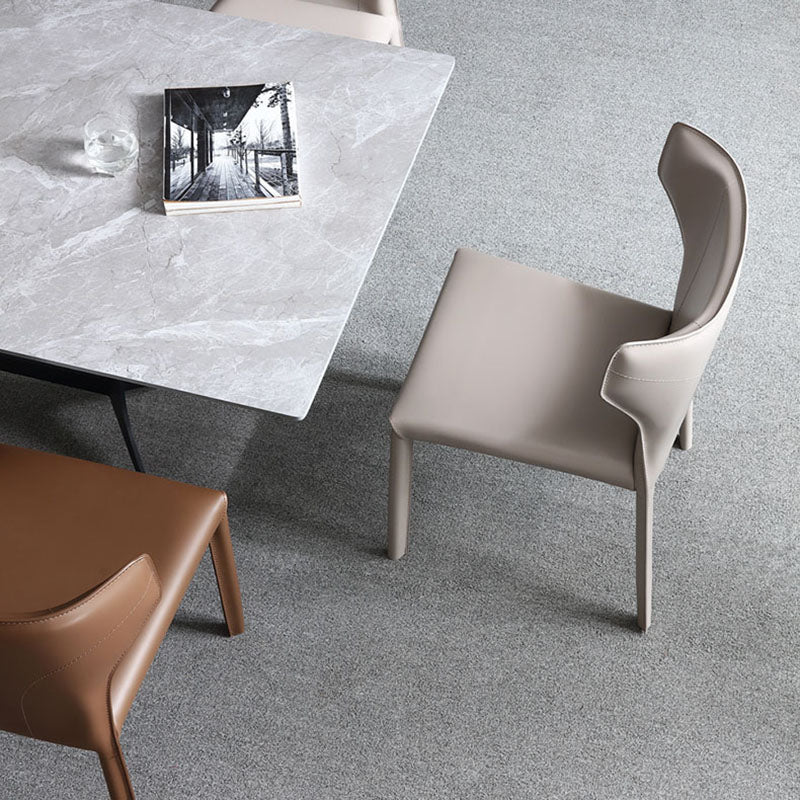 Modern Leather Dining Room Chair Armless Wingback Side Chair for Home Use Clearhalo ' kitchen&dining_furn' 'Dining Chairs' 'Dining Tables & Seating' 'dining_chair' 'furn' 'furn_dining_chair' 'Furniture' 'furniture_dining_chair' 'Kitchen & Dining Furniture' 'kitchen' 4572616