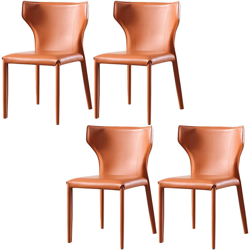 Modern Leather Dining Room Chair Armless Wingback Side Chair for Home Use Orange 4 Piece Set Clearhalo ' kitchen&dining_furn' 'Dining Chairs' 'Dining Tables & Seating' 'dining_chair' 'furn' 'furn_dining_chair' 'Furniture' 'furniture_dining_chair' 'Kitchen & Dining Furniture' 'kitchen' 4572620