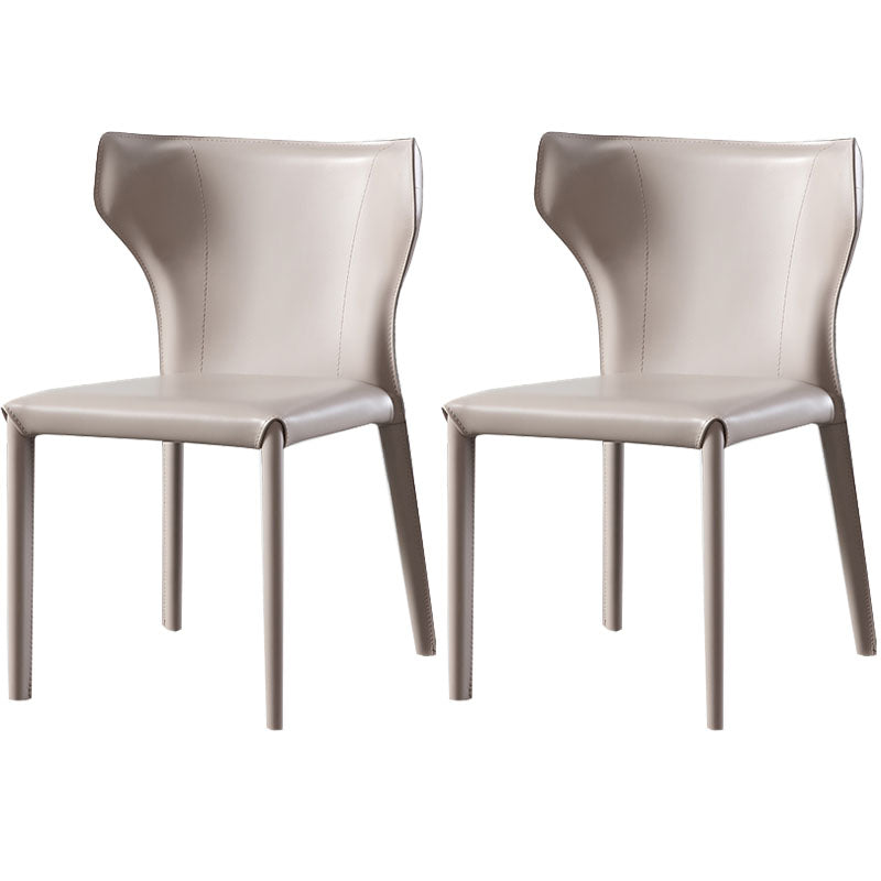 Modern Leather Dining Room Chair Armless Wingback Side Chair for Home Use Light Khaki 2 Piece Set Clearhalo ' kitchen&dining_furn' 'Dining Chairs' 'Dining Tables & Seating' 'dining_chair' 'furn' 'furn_dining_chair' 'Furniture' 'furniture_dining_chair' 'Kitchen & Dining Furniture' 'kitchen' 4572623