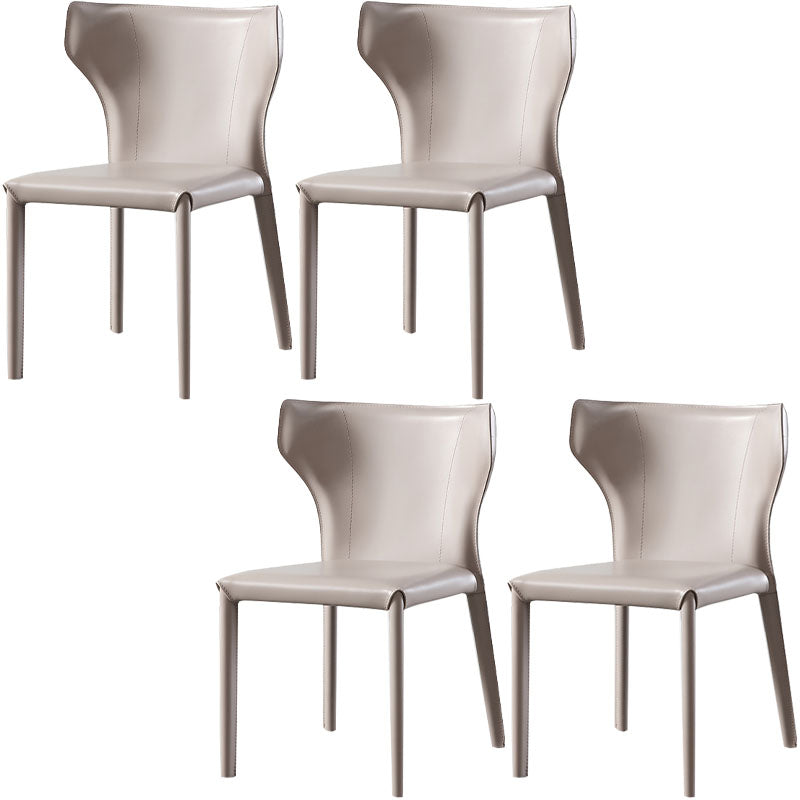 Modern Leather Dining Room Chair Armless Wingback Side Chair for Home Use Light Khaki 4 Piece Set Clearhalo ' kitchen&dining_furn' 'Dining Chairs' 'Dining Tables & Seating' 'dining_chair' 'furn' 'furn_dining_chair' 'Furniture' 'furniture_dining_chair' 'Kitchen & Dining Furniture' 'kitchen' 4572626