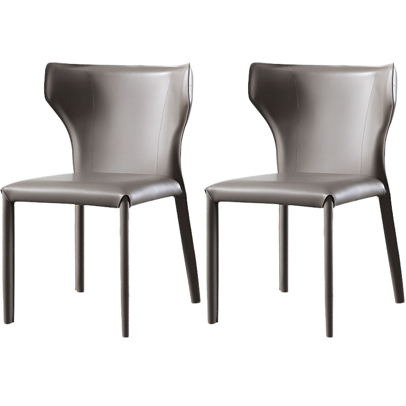 Modern Leather Dining Room Chair Armless Wingback Side Chair for Home Use Grey 2 Piece Set Clearhalo ' kitchen&dining_furn' 'Dining Chairs' 'Dining Tables & Seating' 'dining_chair' 'furn' 'furn_dining_chair' 'Furniture' 'furniture_dining_chair' 'Kitchen & Dining Furniture' 'kitchen' 4572630