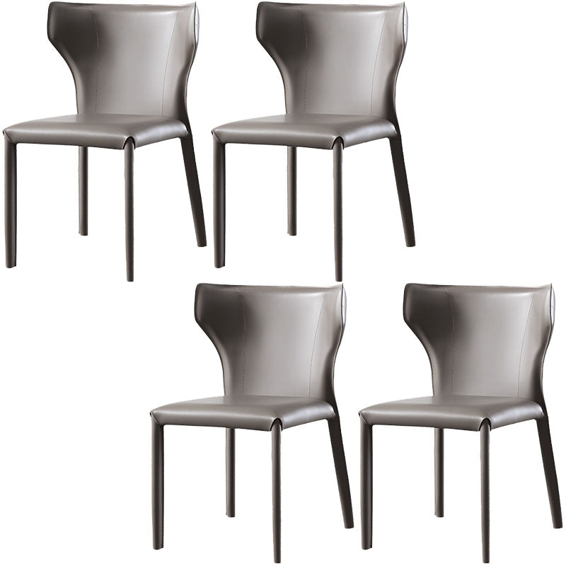 Modern Leather Dining Room Chair Armless Wingback Side Chair for Home Use Grey 4 Piece Set Clearhalo ' kitchen&dining_furn' 'Dining Chairs' 'Dining Tables & Seating' 'dining_chair' 'furn' 'furn_dining_chair' 'Furniture' 'furniture_dining_chair' 'Kitchen & Dining Furniture' 'kitchen' 4572631