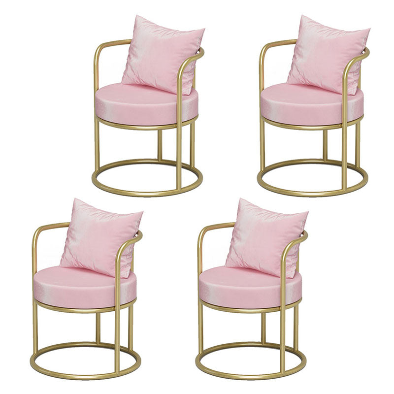 Scandinavian Style Armless Open Back Side Chair Luxury Upholstered Side Chair Pink 4 Piece Set Clearhalo ' kitchen&dining_furn' 'Dining Chairs' 'Dining Tables & Seating' 'dining_chair' 'furn' 'furn_dining_chair' 'Furniture' 'furniture_dining_chair' 'Kitchen & Dining Furniture' 'kitchen' 4572640