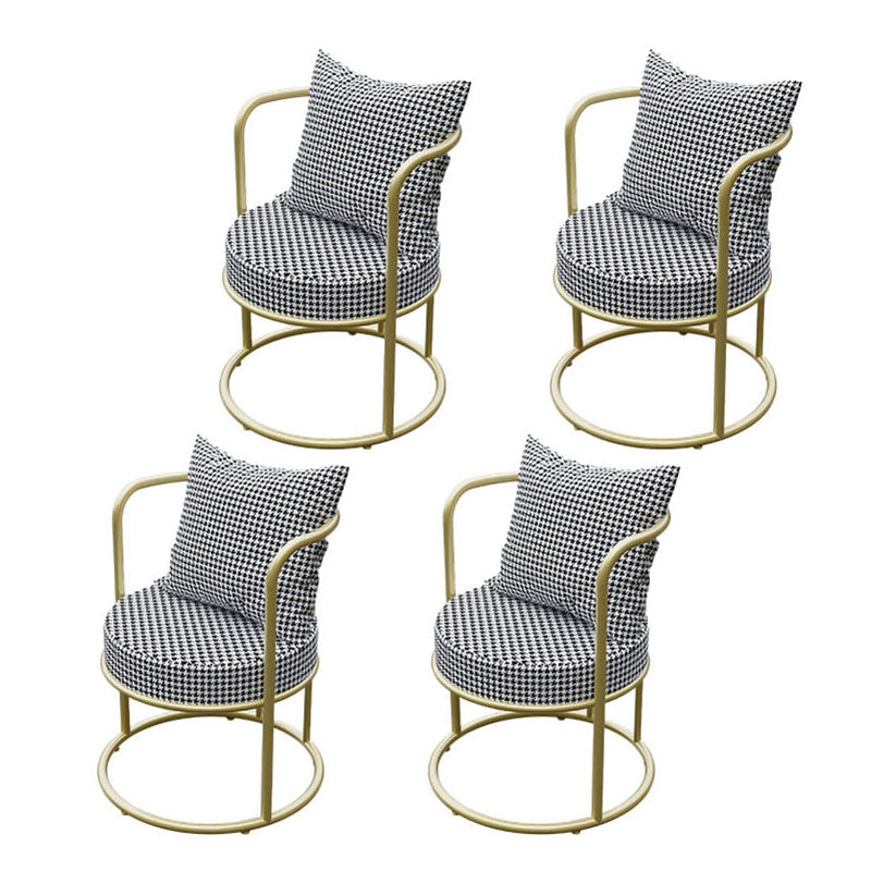 Scandinavian Style Armless Open Back Side Chair Luxury Upholstered Side Chair Black White 4 Piece Set Clearhalo ' kitchen&dining_furn' 'Dining Chairs' 'Dining Tables & Seating' 'dining_chair' 'furn' 'furn_dining_chair' 'Furniture' 'furniture_dining_chair' 'Kitchen & Dining Furniture' 'kitchen' 4572656