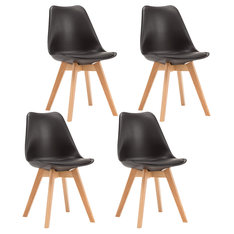 Modern Beech Solid Back Side Chair Matte Finish Plastic Dining Chair Black Set of 4 Clearhalo ' kitchen&dining_furn' 'Dining Chairs' 'Dining Tables & Seating' 'dining_chair' 'Furniture' 'furniture_dining_chair' 'Kitchen & Dining Furniture' 'kitchen' 4572660