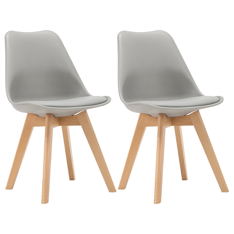 Modern Beech Solid Back Side Chair Matte Finish Plastic Dining Chair Grey Set of 2 Clearhalo ' kitchen&dining_furn' 'Dining Chairs' 'Dining Tables & Seating' 'dining_chair' 'Furniture' 'furniture_dining_chair' 'Kitchen & Dining Furniture' 'kitchen' 4572664