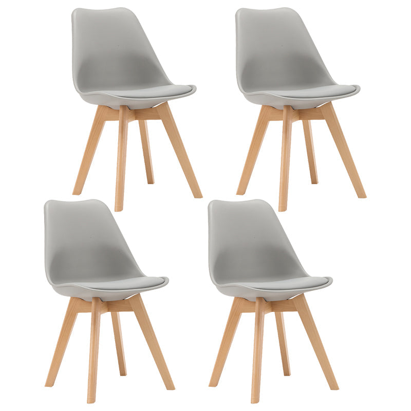 Modern Beech Solid Back Side Chair Matte Finish Plastic Dining Chair Grey Set of 4 Clearhalo ' kitchen&dining_furn' 'Dining Chairs' 'Dining Tables & Seating' 'dining_chair' 'Furniture' 'furniture_dining_chair' 'Kitchen & Dining Furniture' 'kitchen' 4572667