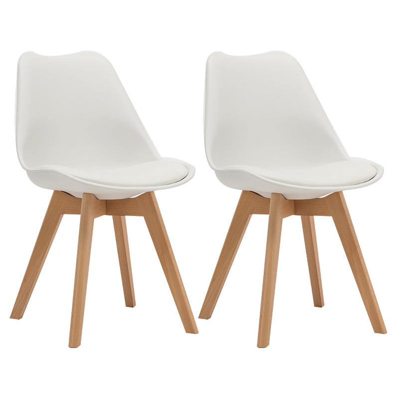 Modern Beech Solid Back Side Chair Matte Finish Plastic Dining Chair White Set of 2 Clearhalo ' kitchen&dining_furn' 'Dining Chairs' 'Dining Tables & Seating' 'dining_chair' 'Furniture' 'furniture_dining_chair' 'Kitchen & Dining Furniture' 'kitchen' 4572674
