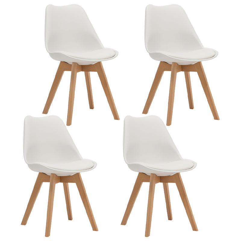 Modern Beech Solid Back Side Chair Matte Finish Plastic Dining Chair White Set of 4 Clearhalo ' kitchen&dining_furn' 'Dining Chairs' 'Dining Tables & Seating' 'dining_chair' 'Furniture' 'furniture_dining_chair' 'Kitchen & Dining Furniture' 'kitchen' 4572676