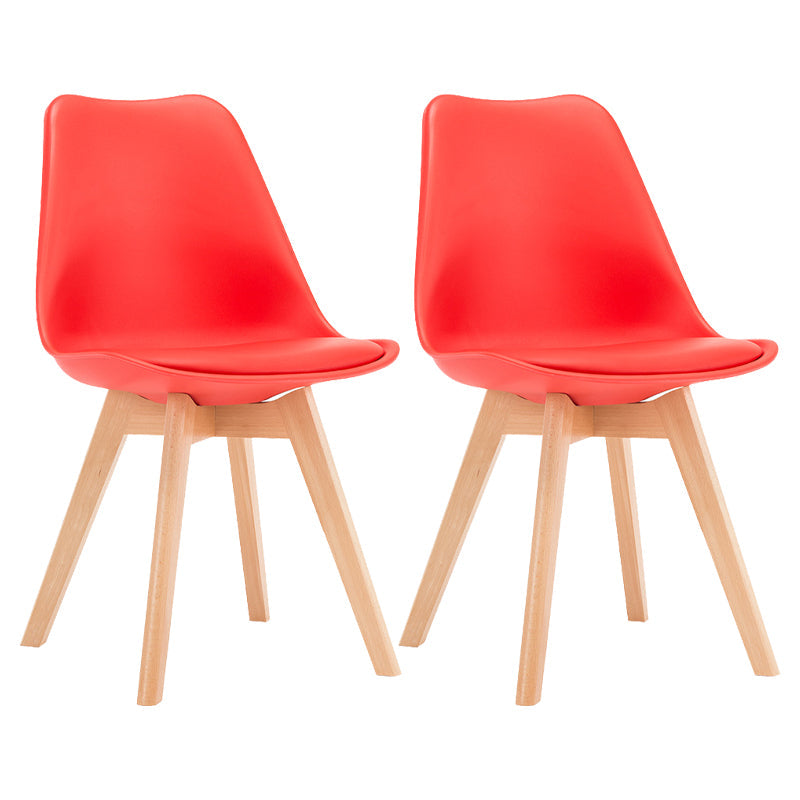 Modern Beech Solid Back Side Chair Matte Finish Plastic Dining Chair Red Set of 2 Clearhalo ' kitchen&dining_furn' 'Dining Chairs' 'Dining Tables & Seating' 'dining_chair' 'Furniture' 'furniture_dining_chair' 'Kitchen & Dining Furniture' 'kitchen' 4572680