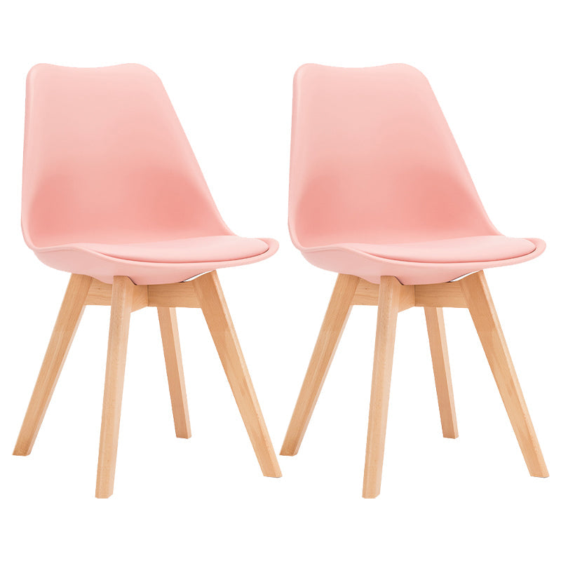 Modern Beech Solid Back Side Chair Matte Finish Plastic Dining Chair Pink Set of 2 Clearhalo ' kitchen&dining_furn' 'Dining Chairs' 'Dining Tables & Seating' 'dining_chair' 'Furniture' 'furniture_dining_chair' 'Kitchen & Dining Furniture' 'kitchen' 4572684