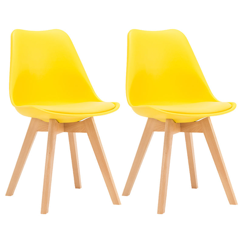 Modern Beech Solid Back Side Chair Matte Finish Plastic Dining Chair Yellow Set of 2 Clearhalo ' kitchen&dining_furn' 'Dining Chairs' 'Dining Tables & Seating' 'dining_chair' 'Furniture' 'furniture_dining_chair' 'Kitchen & Dining Furniture' 'kitchen' 4572687