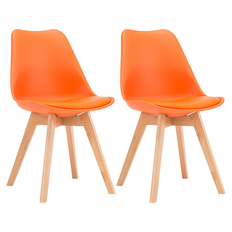 Modern Beech Solid Back Side Chair Matte Finish Plastic Dining Chair Orange Set of 2 Clearhalo ' kitchen&dining_furn' 'Dining Chairs' 'Dining Tables & Seating' 'dining_chair' 'Furniture' 'furniture_dining_chair' 'Kitchen & Dining Furniture' 'kitchen' 4572690