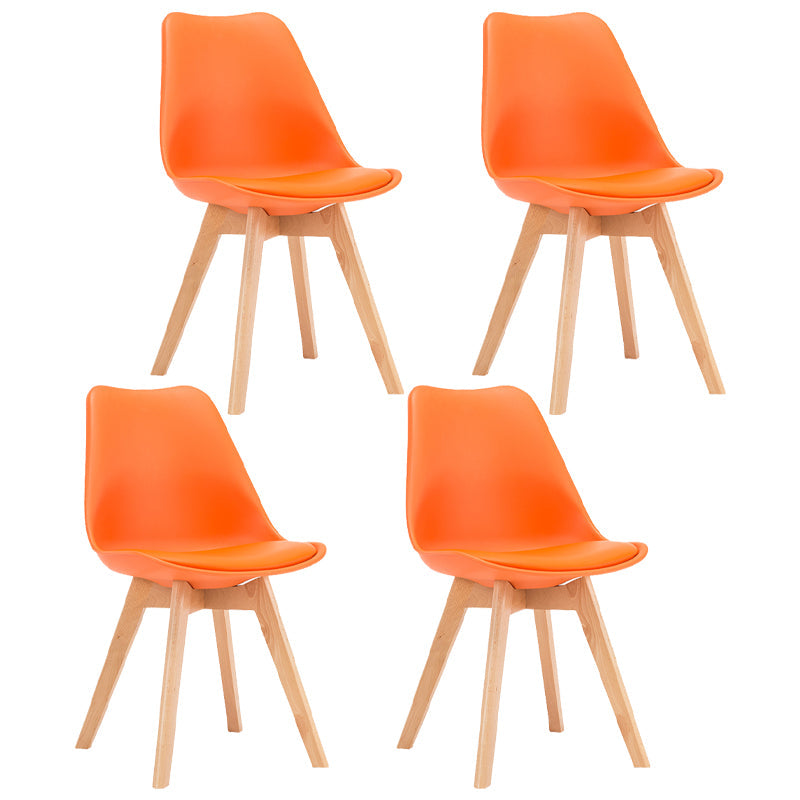 Modern Beech Solid Back Side Chair Matte Finish Plastic Dining Chair Orange Set of 4 Clearhalo ' kitchen&dining_furn' 'Dining Chairs' 'Dining Tables & Seating' 'dining_chair' 'Furniture' 'furniture_dining_chair' 'Kitchen & Dining Furniture' 'kitchen' 4572691