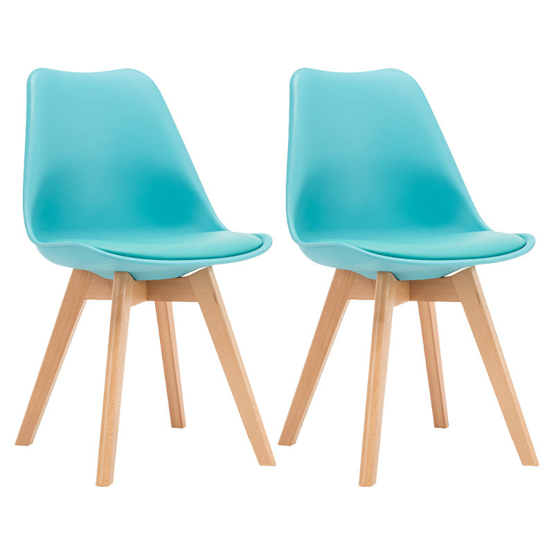 Modern Beech Solid Back Side Chair Matte Finish Plastic Dining Chair Blue Set of 2 Clearhalo ' kitchen&dining_furn' 'Dining Chairs' 'Dining Tables & Seating' 'dining_chair' 'Furniture' 'furniture_dining_chair' 'Kitchen & Dining Furniture' 'kitchen' 4572693