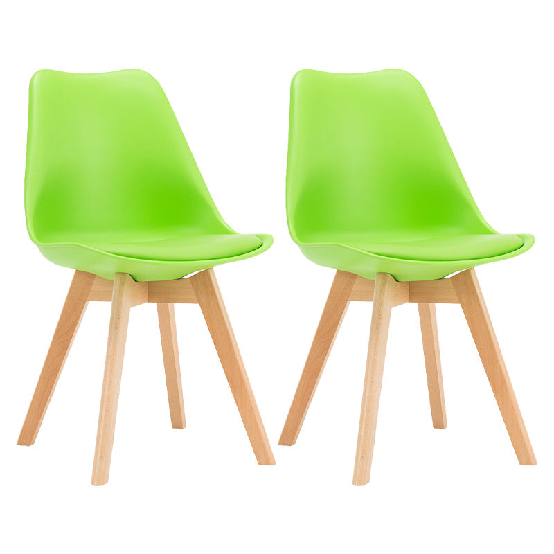 Modern Beech Solid Back Side Chair Matte Finish Plastic Dining Chair Green Set of 2 Clearhalo ' kitchen&dining_furn' 'Dining Chairs' 'Dining Tables & Seating' 'dining_chair' 'Furniture' 'furniture_dining_chair' 'Kitchen & Dining Furniture' 'kitchen' 4572699
