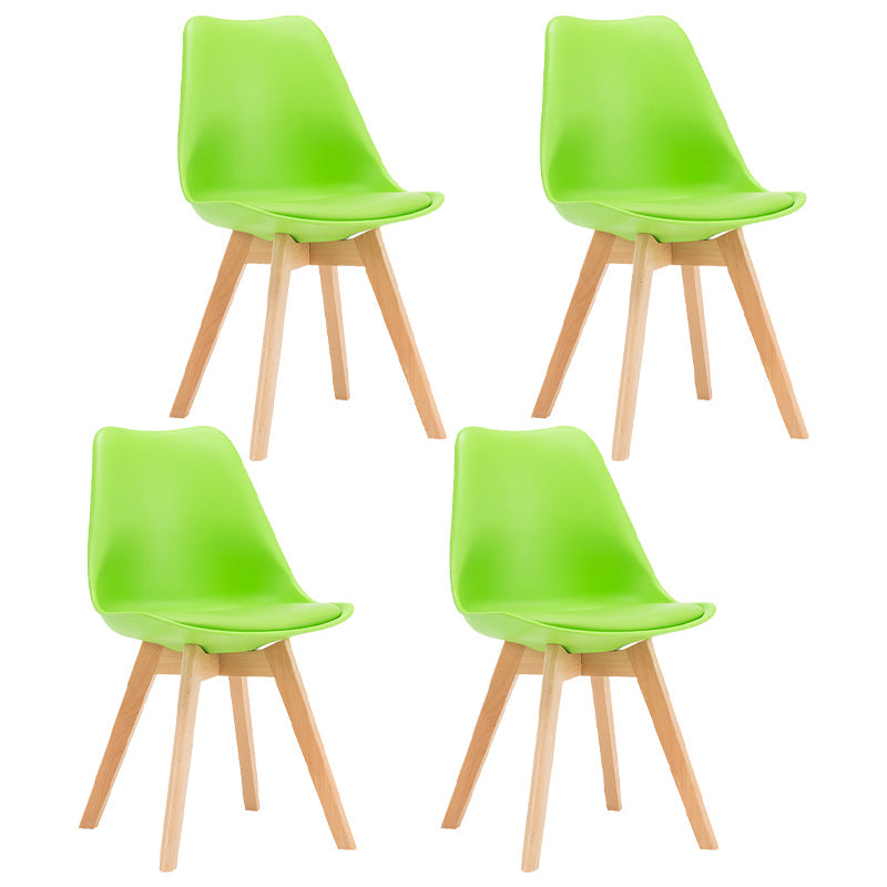 Modern Beech Solid Back Side Chair Matte Finish Plastic Dining Chair Green Set of 4 Clearhalo ' kitchen&dining_furn' 'Dining Chairs' 'Dining Tables & Seating' 'dining_chair' 'Furniture' 'furniture_dining_chair' 'Kitchen & Dining Furniture' 'kitchen' 4572700