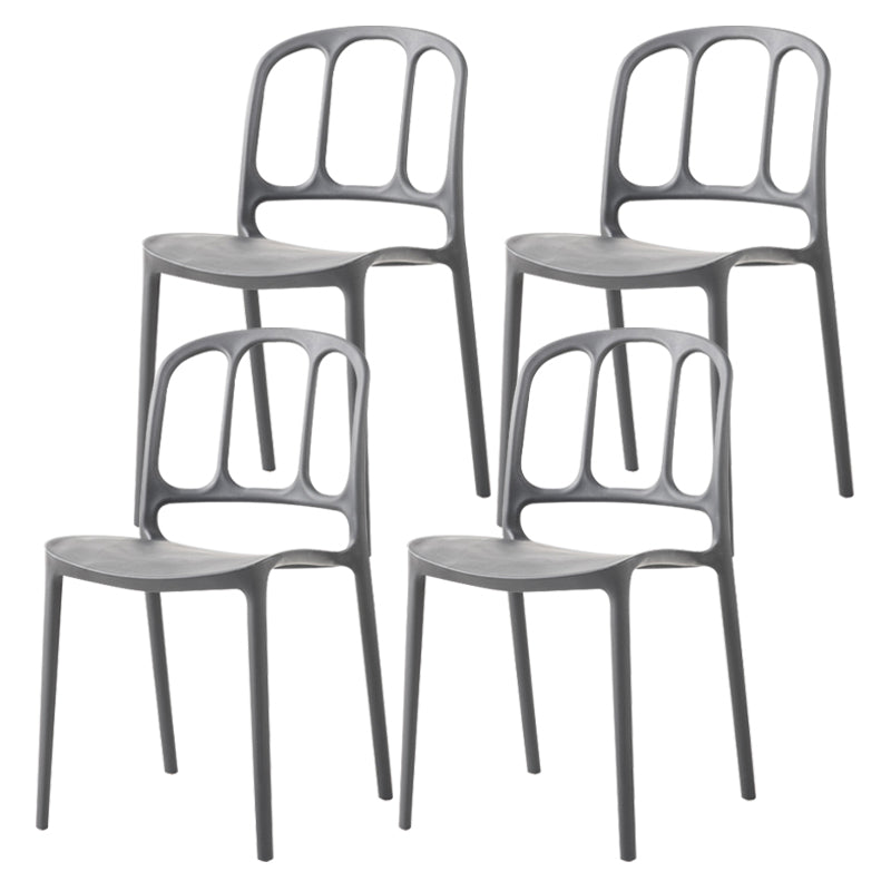 Scandinavian Plastic Dining Kitchen Room Chair Windsor Side Chair Grey 4 Piece Set Clearhalo ' kitchen&dining_furn' 'Dining Chairs' 'Dining Tables & Seating' 'dining_chair' 'furn' 'furn_dining_chair' 'Furniture' 'furniture_dining_chair' 'Kitchen & Dining Furniture' 'kitchen' 4572717