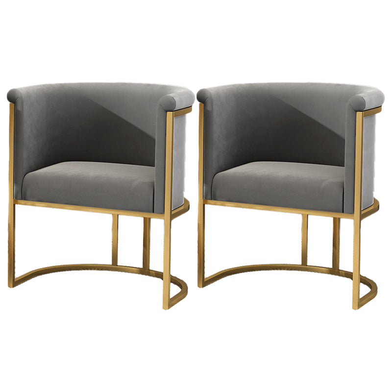 Scandinavian Style Armless Solid Back Chairs Luxury Upholstered Side Chair Grey 2 Piece Set Clearhalo ' kitchen&dining_furn' 'Dining Chairs' 'Dining Tables & Seating' 'dining_chair' 'furn' 'furn_dining_chair' 'Furniture' 'furniture_dining_chair' 'Kitchen & Dining Furniture' 'kitchen' 4572753