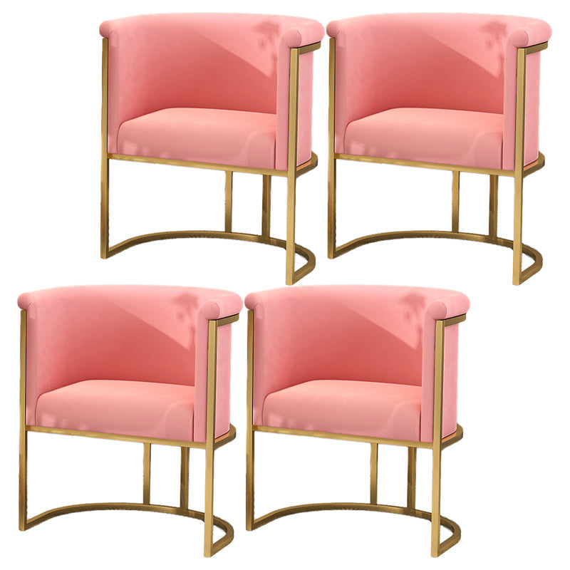 Scandinavian Style Armless Solid Back Chairs Luxury Upholstered Side Chair Pink 4 Piece Set Clearhalo ' kitchen&dining_furn' 'Dining Chairs' 'Dining Tables & Seating' 'dining_chair' 'furn' 'furn_dining_chair' 'Furniture' 'furniture_dining_chair' 'Kitchen & Dining Furniture' 'kitchen' 4572767