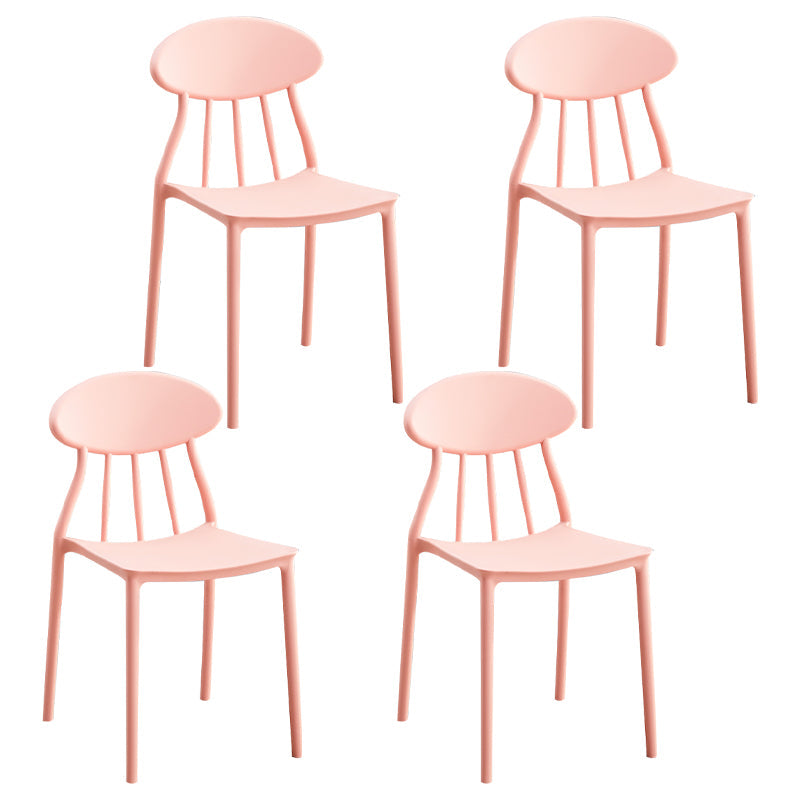 Modern Conference Room Plastic Side Chair Matte Finish Open Back Dining Chair Pink 4 Piece Set Clearhalo ' kitchen&dining_furn' 'Dining Chairs' 'Dining Tables & Seating' 'dining_chair' 'furn' 'furn_dining_chair' 'Furniture' 'furniture_dining_chair' 'Kitchen & Dining Furniture' 'kitchen' 4572787