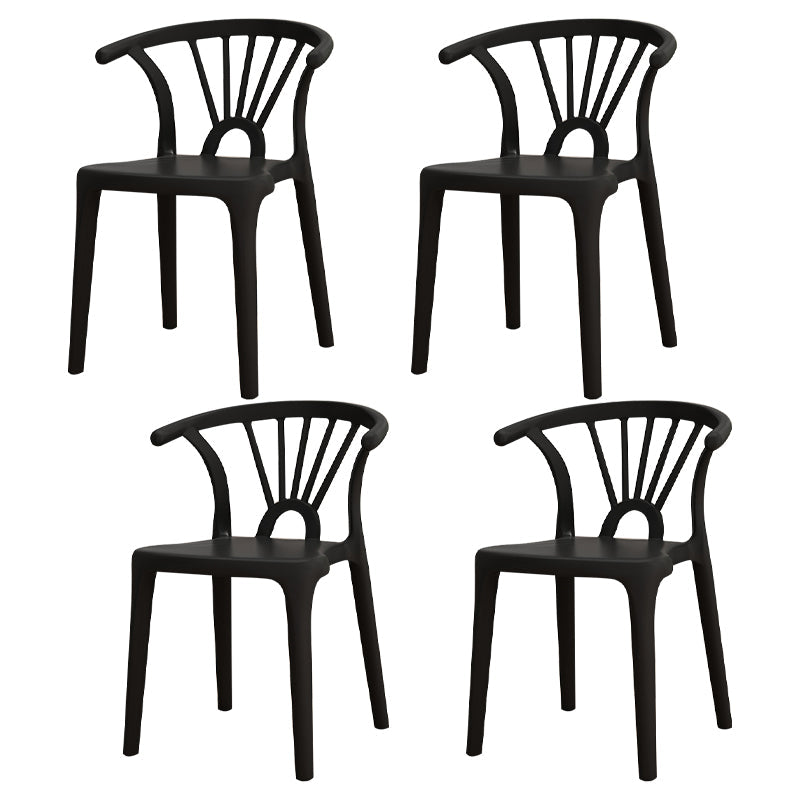 Modern Home Plastic Arm Chair Matte Finish Wishbone Dining Chair Black Set of 4 Clearhalo ' kitchen&dining_furn' 'Dining Chairs' 'Dining Tables & Seating' 'dining_chair' 'Furniture' 'furniture_dining_chair' 'Kitchen & Dining Furniture' 'kitchen' 4572803