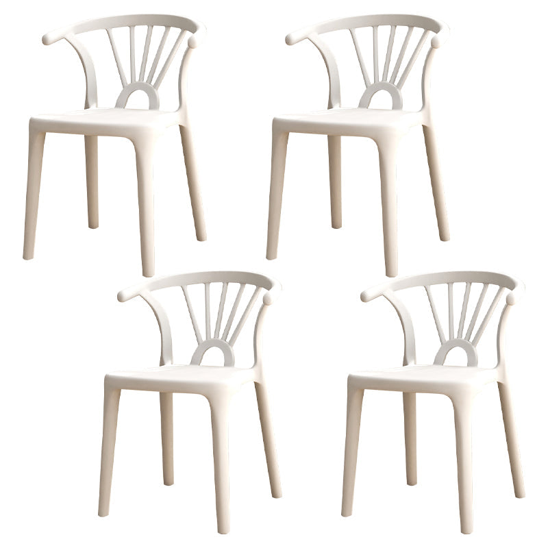 Modern Home Plastic Arm Chair Matte Finish Wishbone Dining Chair White Set of 4 Clearhalo ' kitchen&dining_furn' 'Dining Chairs' 'Dining Tables & Seating' 'dining_chair' 'Furniture' 'furniture_dining_chair' 'Kitchen & Dining Furniture' 'kitchen' 4572809