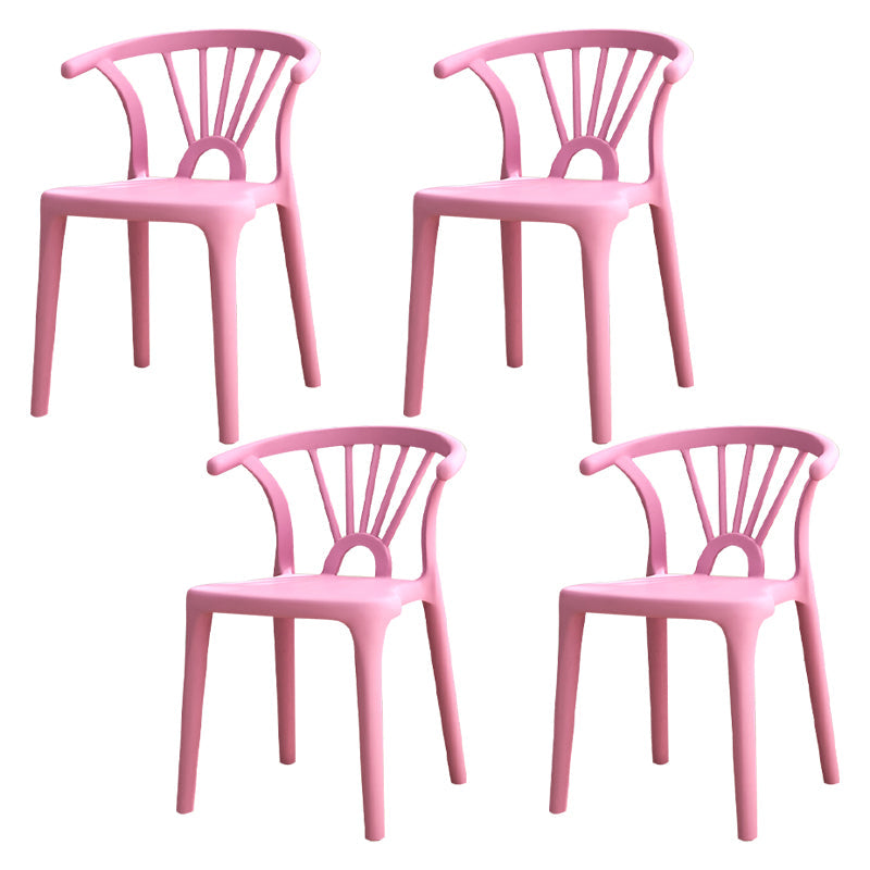 Modern Home Plastic Arm Chair Matte Finish Wishbone Dining Chair Pink Set of 4 Clearhalo ' kitchen&dining_furn' 'Dining Chairs' 'Dining Tables & Seating' 'dining_chair' 'Furniture' 'furniture_dining_chair' 'Kitchen & Dining Furniture' 'kitchen' 4572811
