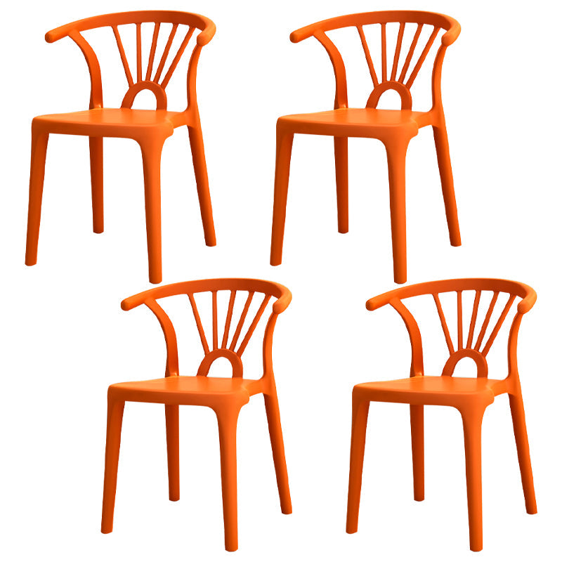 Modern Home Plastic Arm Chair Matte Finish Wishbone Dining Chair Orange Set of 4 Clearhalo ' kitchen&dining_furn' 'Dining Chairs' 'Dining Tables & Seating' 'dining_chair' 'Furniture' 'furniture_dining_chair' 'Kitchen & Dining Furniture' 'kitchen' 4572812