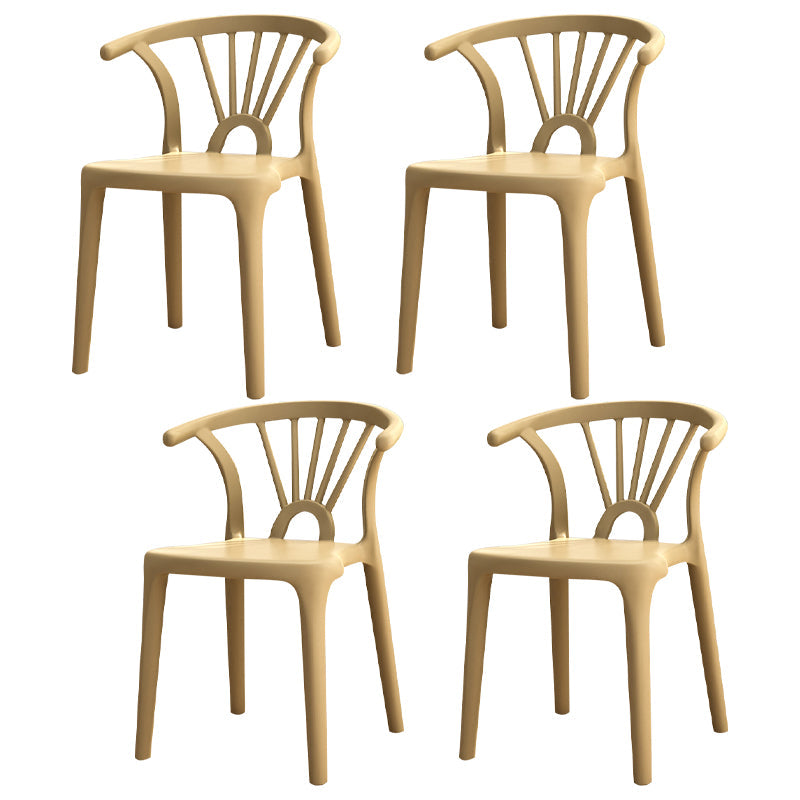 Modern Home Plastic Arm Chair Matte Finish Wishbone Dining Chair Khaki Set of 4 Clearhalo ' kitchen&dining_furn' 'Dining Chairs' 'Dining Tables & Seating' 'dining_chair' 'Furniture' 'furniture_dining_chair' 'Kitchen & Dining Furniture' 'kitchen' 4572818