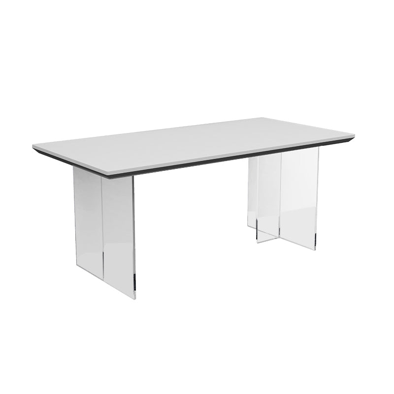 Modern 1/4/5 Pieces Dining Set Rectangular Acrylic Double Pedestal Dinette Set White-Black 71"L x 31"W Clearhalo 'Dining Room Sets' 'Dining Tables & Seating' 'dining_room_set' 'furn' 'furn_dining_room_set' 'Furniture' 'furniture_dining_room_set' 'Kitchen & Dining Furniture' 'kitchen&dining_furn' 'kitchen' 4572856