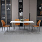 Modern 1/4/5 Pieces Dining Set Rectangular Acrylic Double Pedestal Dinette Set 5 Pieces: White-Grey Table, 4 Chairs Clearhalo 'Dining Room Sets' 'Dining Tables & Seating' 'dining_room_set' 'furn' 'furn_dining_room_set' 'Furniture' 'furniture_dining_room_set' 'Kitchen & Dining Furniture' 'kitchen&dining_furn' 'kitchen' 4572857