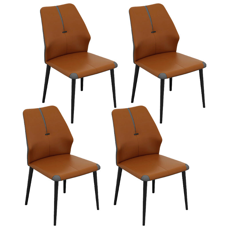 Modern 1/4/5 Pieces Dining Set Rectangular Acrylic Double Pedestal Dinette Set 4 Orange Chairs Clearhalo 'Dining Room Sets' 'Dining Tables & Seating' 'dining_room_set' 'furn' 'furn_dining_room_set' 'Furniture' 'furniture_dining_room_set' 'Kitchen & Dining Furniture' 'kitchen&dining_furn' 'kitchen' 4572858