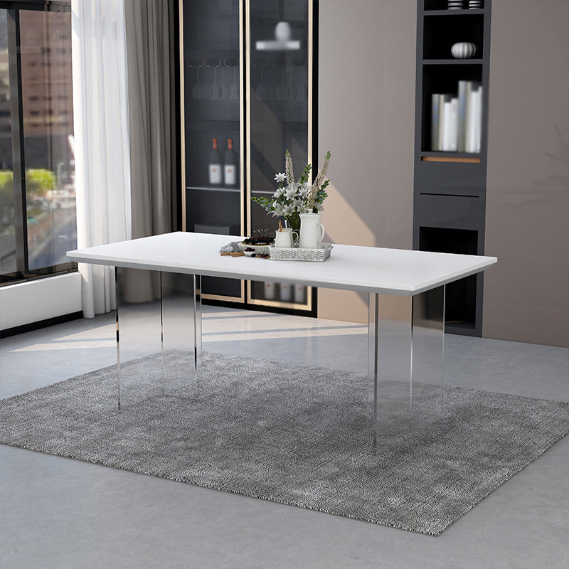 Modern 1/4/5 Pieces Dining Set Rectangular Acrylic Double Pedestal Dinette Set Clearhalo 'Dining Room Sets' 'Dining Tables & Seating' 'dining_room_set' 'furn' 'furn_dining_room_set' 'Furniture' 'furniture_dining_room_set' 'Kitchen & Dining Furniture' 'kitchen&dining_furn' 'kitchen' 4572859
