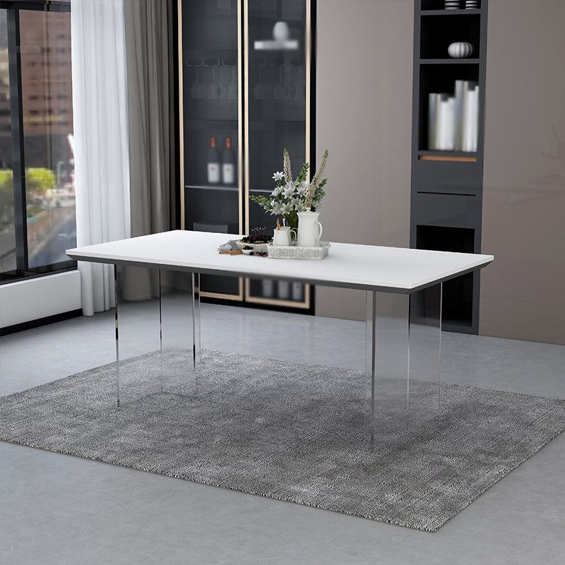 Modern 1/4/5 Pieces Dining Set Rectangular Acrylic Double Pedestal Dinette Set Clearhalo 'Dining Room Sets' 'Dining Tables & Seating' 'dining_room_set' 'furn' 'furn_dining_room_set' 'Furniture' 'furniture_dining_room_set' 'Kitchen & Dining Furniture' 'kitchen&dining_furn' 'kitchen' 4572860