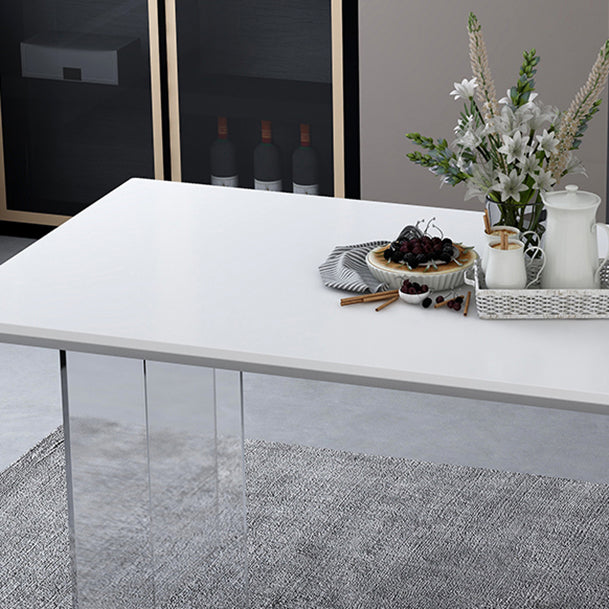 Modern 1/4/5 Pieces Dining Set Rectangular Acrylic Double Pedestal Dinette Set Clearhalo 'Dining Room Sets' 'Dining Tables & Seating' 'dining_room_set' 'furn' 'furn_dining_room_set' 'Furniture' 'furniture_dining_room_set' 'Kitchen & Dining Furniture' 'kitchen&dining_furn' 'kitchen' 4572862