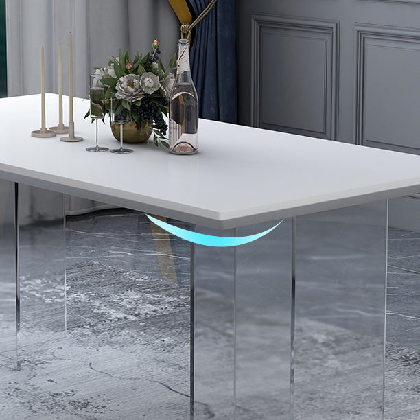 Modern 1/4/5 Pieces Dining Set Rectangular Acrylic Double Pedestal Dinette Set Clearhalo 'Dining Room Sets' 'Dining Tables & Seating' 'dining_room_set' 'furn' 'furn_dining_room_set' 'Furniture' 'furniture_dining_room_set' 'Kitchen & Dining Furniture' 'kitchen&dining_furn' 'kitchen' 4572863