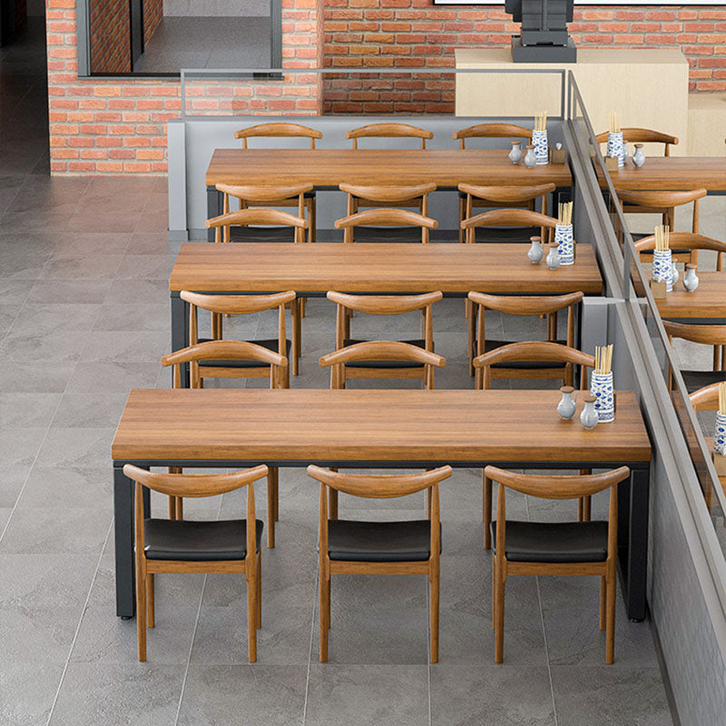 Natural Industrial 1/2/5/7 Pieces Dining Table Set Solid Wood Fixed Dining Table Furniture 7 Pieces: Table, 6 Chairs Clearhalo 'Dining Room Sets' 'Dining Tables & Seating' 'dining_room_set' 'furn' 'furn_dining_room_set' 'Furniture' 'furniture_dining_room_set' 'Kitchen & Dining Furniture' 'kitchen&dining_furn' 'kitchen' 4572872