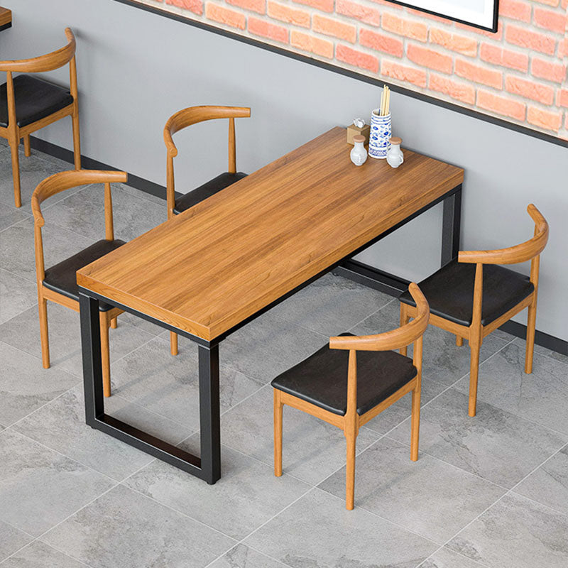 Natural Industrial 1/2/5/7 Pieces Dining Table Set Solid Wood Fixed Dining Table Furniture 5 Pieces: Table, 4 Chairs Clearhalo 'Dining Room Sets' 'Dining Tables & Seating' 'dining_room_set' 'furn' 'furn_dining_room_set' 'Furniture' 'furniture_dining_room_set' 'Kitchen & Dining Furniture' 'kitchen&dining_furn' 'kitchen' 4572873