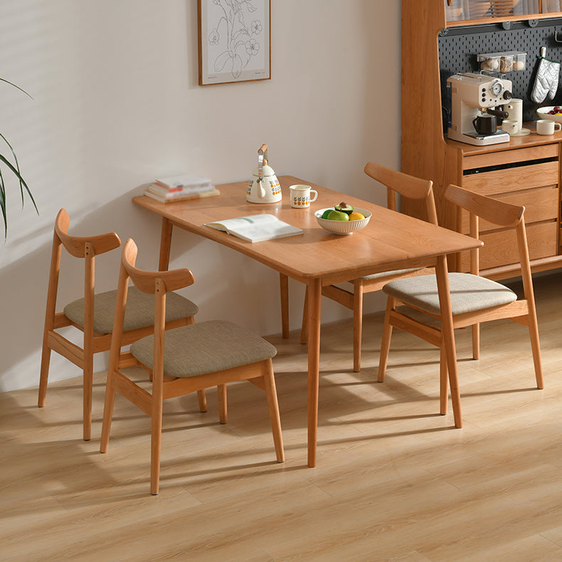 Modern 1/3/4/5 Pieces Dining Room Set Solid Wood Dining Table and Chairs 5 Pieces: Table, 4 Beige Chairs Clearhalo 'Dining Room Sets' 'Dining Tables & Seating' 'dining_room_set' 'furn' 'furn_dining_room_set' 'Furniture' 'furniture_dining_room_set' 'Kitchen & Dining Furniture' 'kitchen&dining_furn' 'kitchen' 4572894