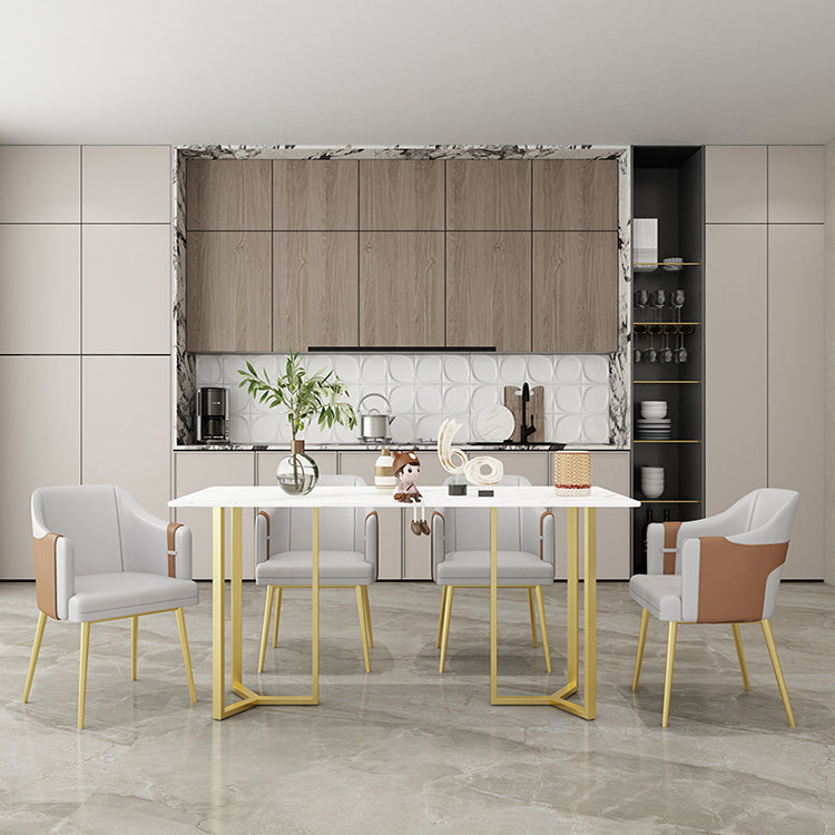 Nordic 1/4/5 Pieces Dining Set Sintered Stone Top Dining Table with Leather Chairs Clearhalo 'Dining Room Sets' 'Dining Tables & Seating' 'dining_room_set' 'furn' 'furn_dining_room_set' 'Furniture' 'furniture_dining_room_set' 'Kitchen & Dining Furniture' 'kitchen&dining_furn' 'kitchen' 4572934