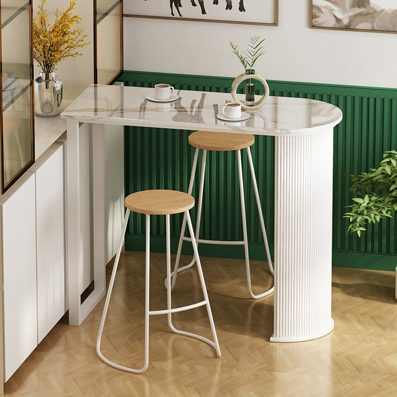 Modern White Marble Table Specialty Double Pedestal Table - 40.55" H 63"L x 19.7"W x 40.6"H Clearhalo 'Bar Furniture' 'Bar Tables' 'bar_tables' 'Furniture' 'furniture_bar_tables' 'Kitchen & Dining Furniture' 4575042